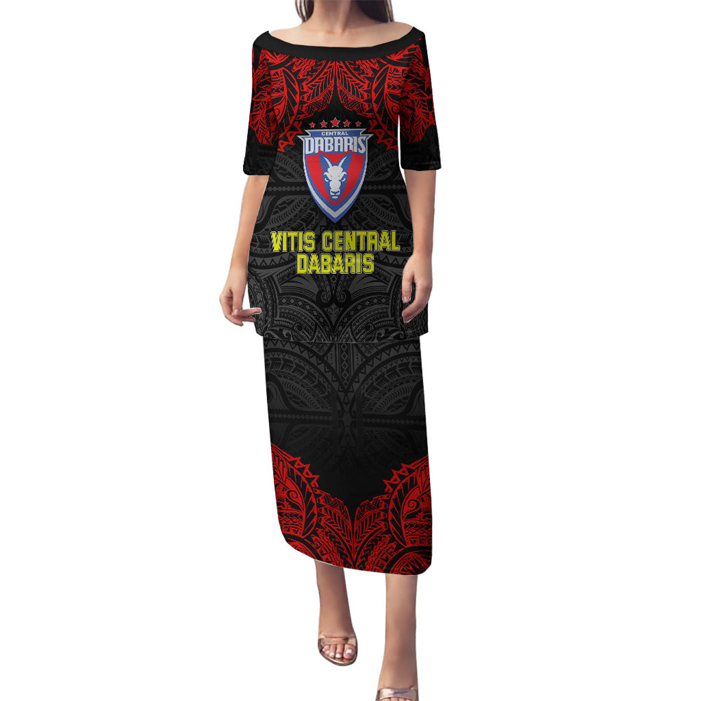 Vitis Central Dabaris Rugby Puletasi Papua New Guinea Polynesian Tattoo LT03 Long Dress Red - Polynesian Pride