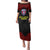 Custom Vitis Central Dabaris Rugby Puletasi Papua New Guinea Polynesian Tattoo LT03 Long Dress Red - Polynesian Pride