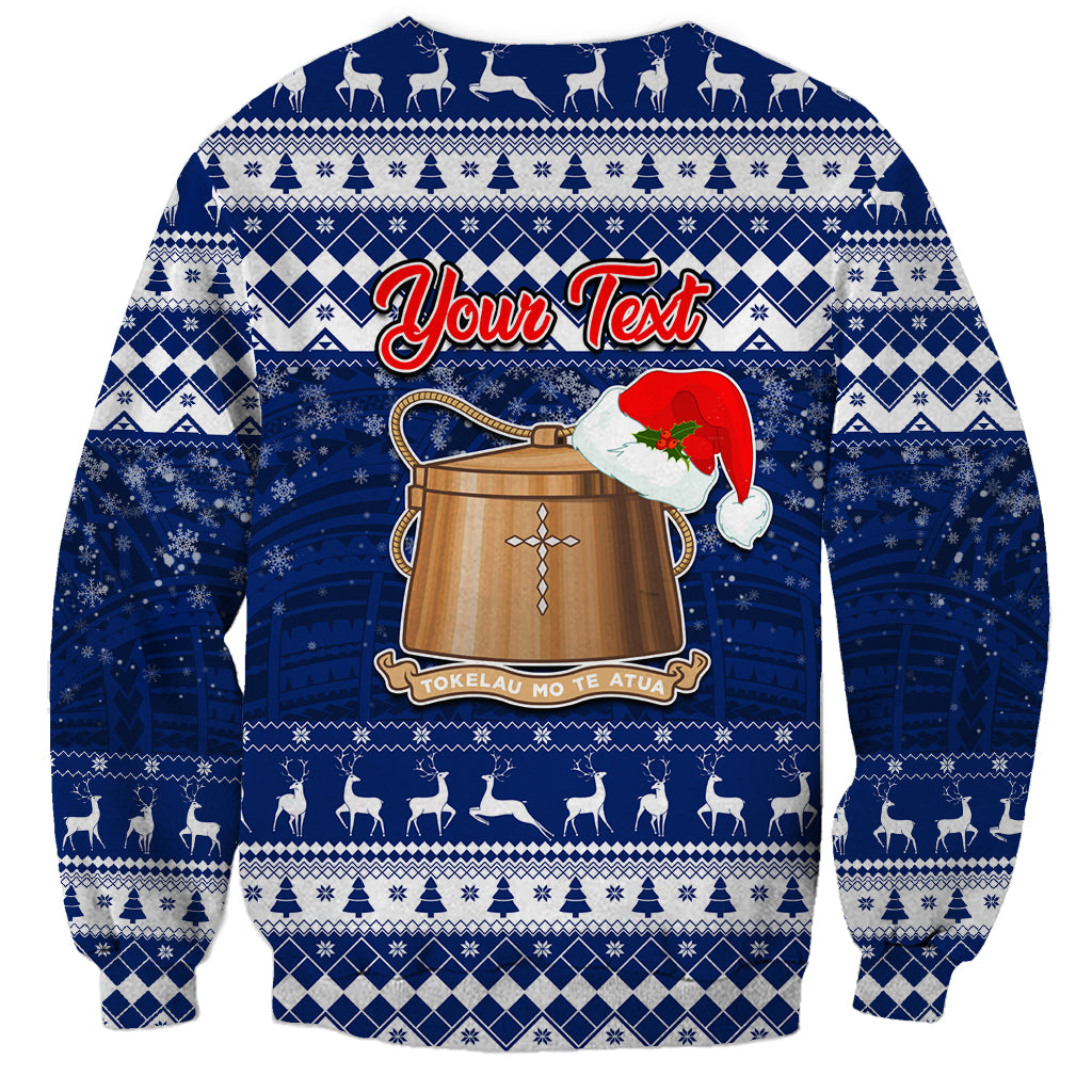 Personalised Tokelau Christmas Sweatshirt Santa Claus Tokelau Flag and Coat of Arms with Polynesian Pattern LT03 - Polynesian Pride