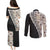 Tukenny Pattern Fijian War Clubs Mix Tapa Tribal Couples Matching Puletasi and Long Sleeve Button Shirt LT03 - Polynesian Pride