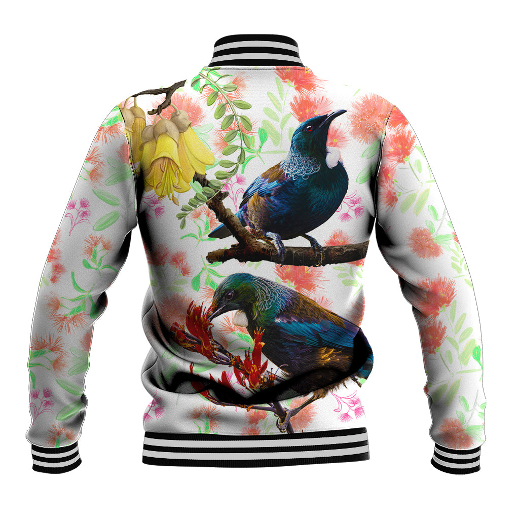New Zealand Pohutukawa Tui Bird Baseball Jacket Kowhai Version LT03 - Polynesian Pride