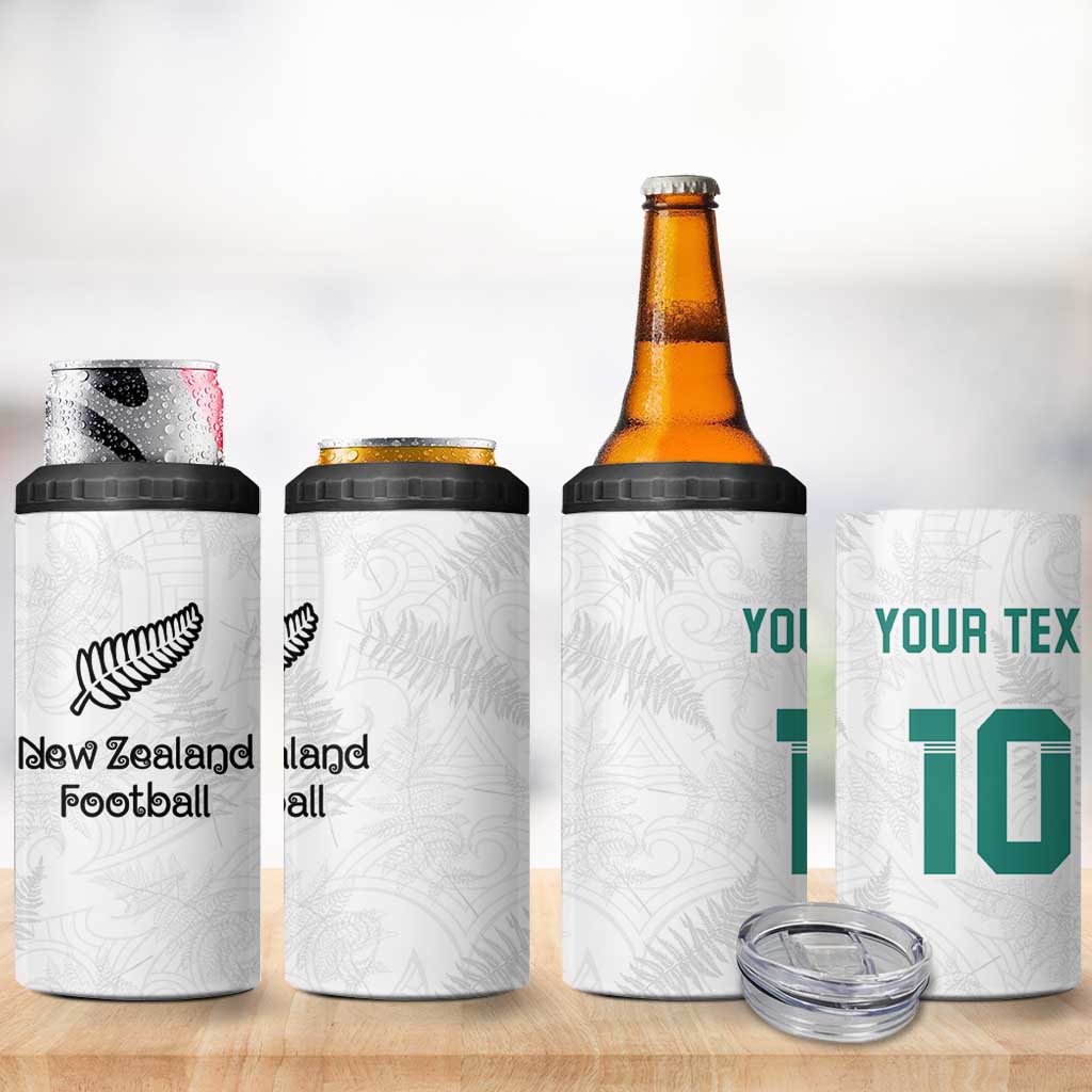 Custom New Zealand Football 4 in 1 Can Cooler Tumbler Go All Silver Ferns - Towards World Cup 2026 LT03 - Polynesian Pride