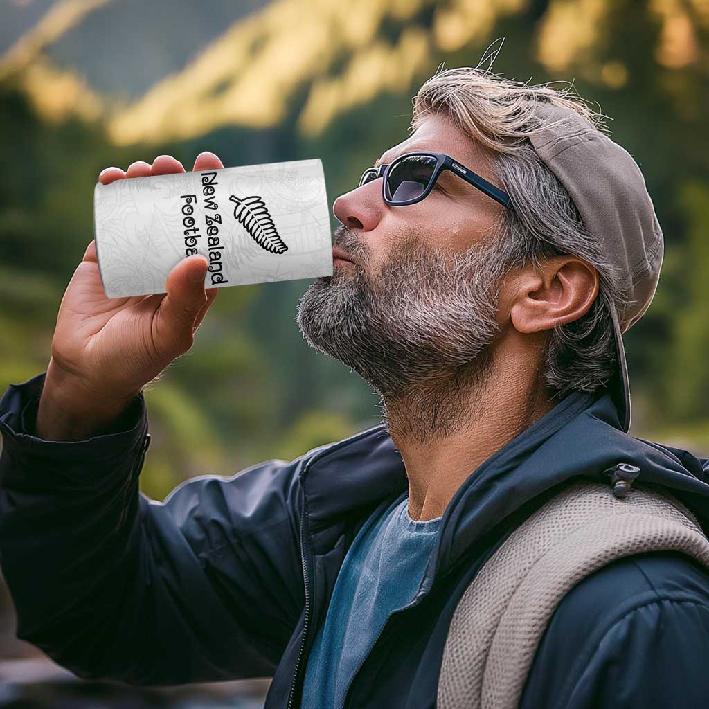 Custom New Zealand Football 4 in 1 Can Cooler Tumbler Go All Silver Ferns - Towards World Cup 2026 LT03 - Polynesian Pride