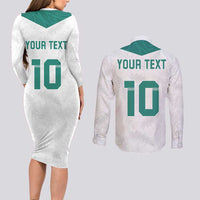 Custom New Zealand Football Couples Matching Long Sleeve Bodycon Dress and Long Sleeve Button Shirt Go All Silver Ferns - Towards World Cup 2026 LT03 - Polynesian Pride