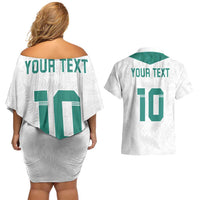 Custom New Zealand Football Couples Matching Off Shoulder Short Dress and Hawaiian Shirt Go All Silver Ferns - Towards World Cup 2026 LT03 - Polynesian Pride