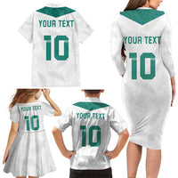 Custom New Zealand Football Family Matching Long Sleeve Bodycon Dress and Hawaiian Shirt Go All Silver Ferns - Towards World Cup 2026 LT03 - Polynesian Pride