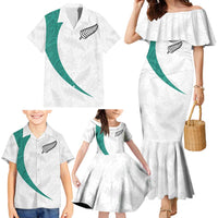 Custom New Zealand Football Family Matching Mermaid Dress and Hawaiian Shirt Go All Silver Ferns - Towards World Cup 2026 LT03 - Polynesian Pride