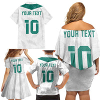 Custom New Zealand Football Family Matching Off Shoulder Short Dress and Hawaiian Shirt Go All Silver Ferns - Towards World Cup 2026 LT03 - Polynesian Pride