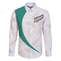 Custom New Zealand Football Family Matching Short Sleeve Bodycon Dress and Hawaiian Shirt Go All Silver Ferns - Towards World Cup 2026 LT03 Dad's Shirt - Long Sleeve White - Polynesian Pride