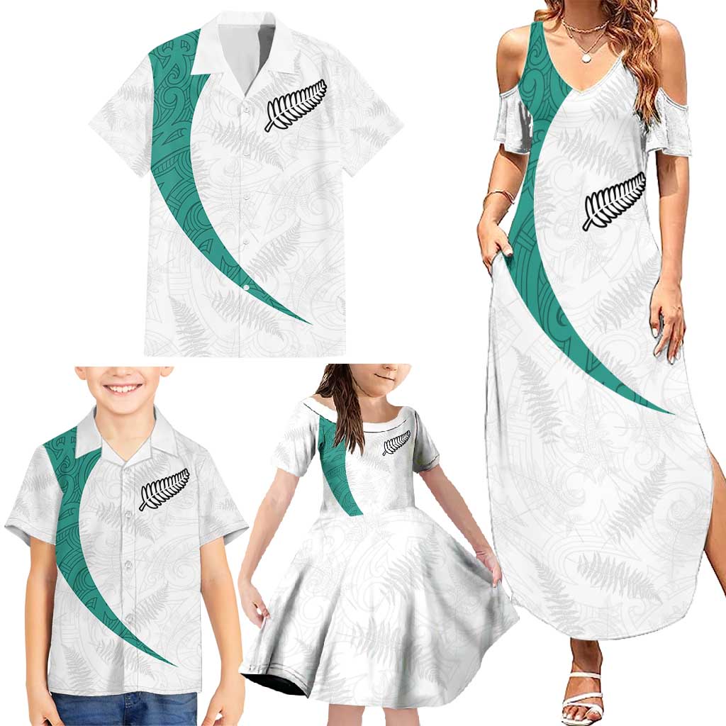 Custom New Zealand Football Family Matching Summer Maxi Dress and Hawaiian Shirt Go All Silver Ferns - Towards World Cup 2026 LT03 - Polynesian Pride