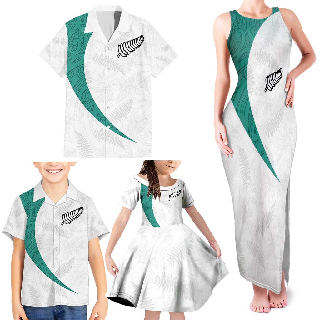 Custom New Zealand Football Family Matching Tank Maxi Dress and Hawaiian Shirt Go All Silver Ferns - Towards World Cup 2026 LT03 - Polynesian Pride