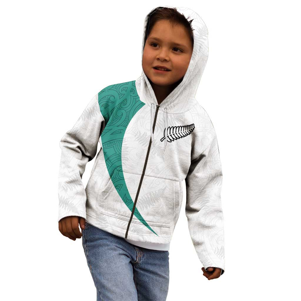 Custom New Zealand Football Kid Hoodie Go All Silver Ferns - Towards World Cup 2026 LT03 - Polynesian Pride