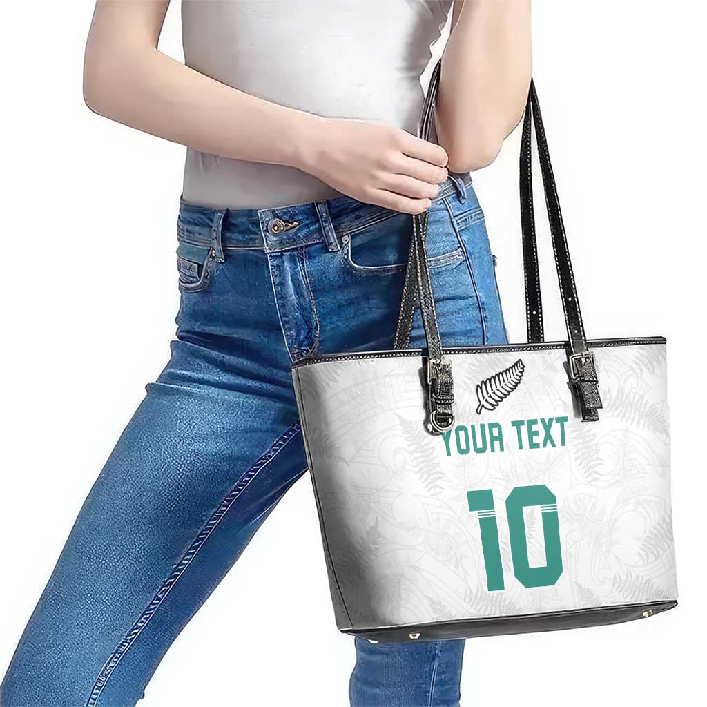 Custom New Zealand Football Leather Tote Bag Go All Silver Ferns - Towards World Cup 2026