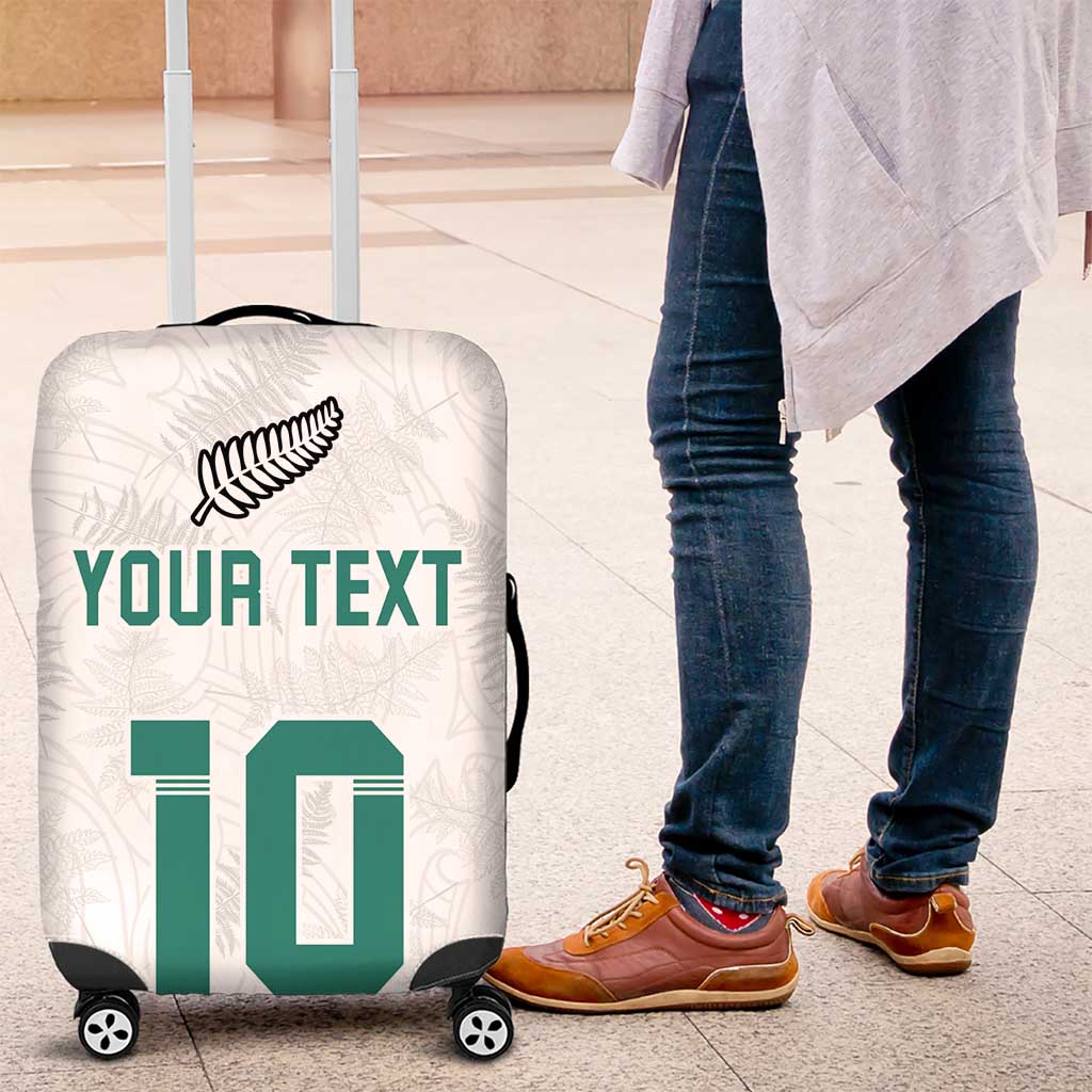 Custom New Zealand Football Luggage Cover Go All Silver Ferns - Towards World Cup 2026 LT03 White - Polynesian Pride