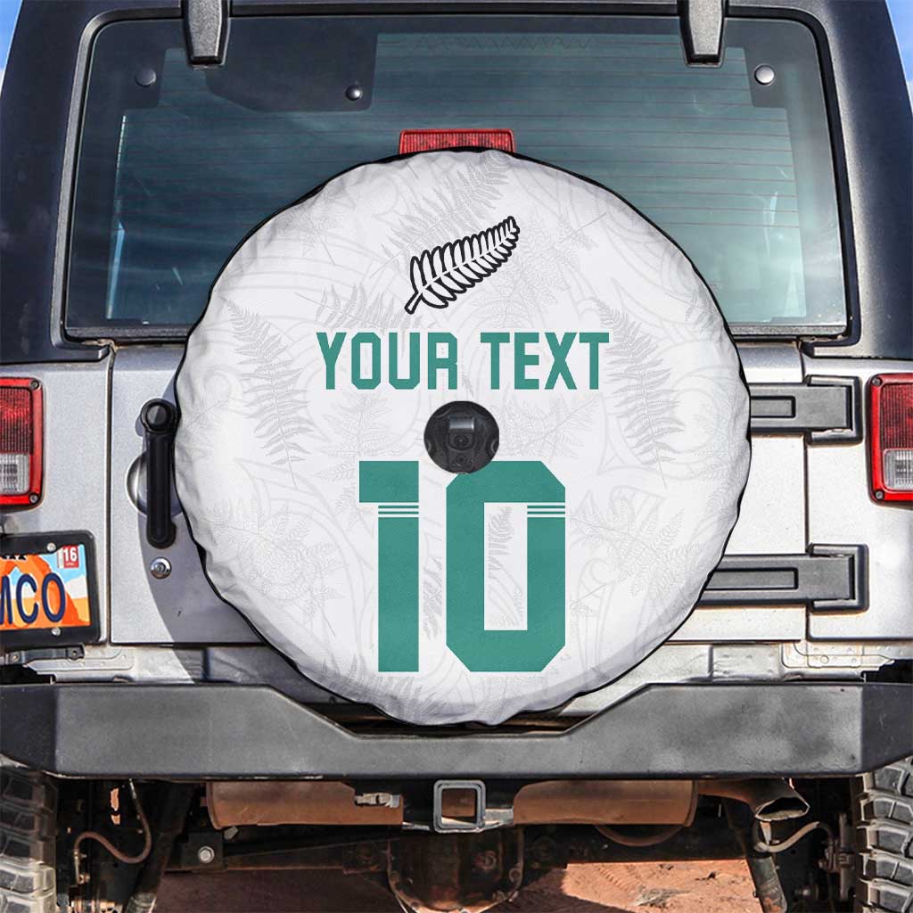 Custom New Zealand Football Spare Tire Cover Go All Silver Ferns - Towards World Cup 2026 LT03 White - Polynesian Pride