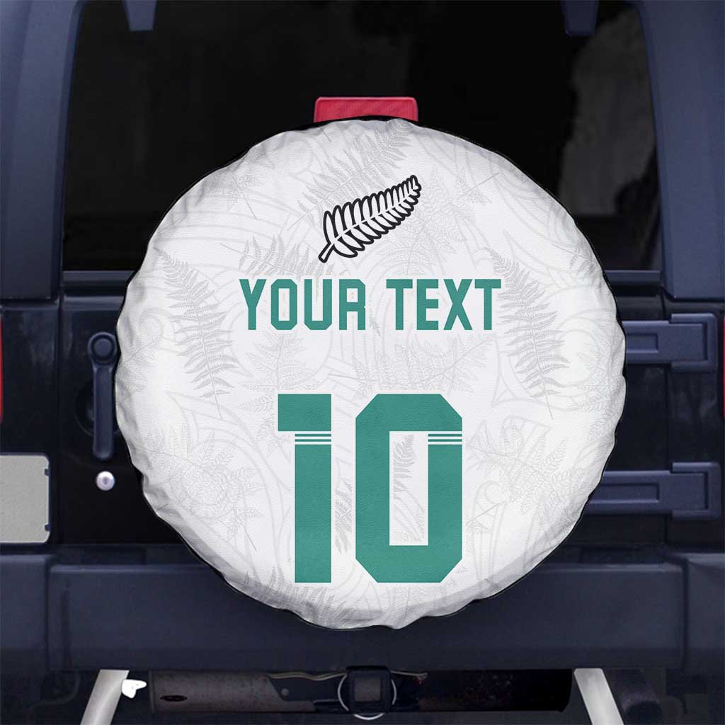 Custom New Zealand Football Spare Tire Cover Go All Silver Ferns - Towards World Cup 2026 LT03 No hole White - Polynesian Pride