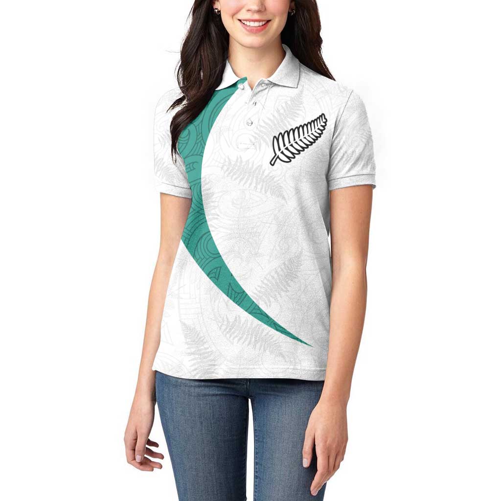 Custom New Zealand Football Women Polo Shirt Go All Silver Ferns - Towards World Cup 2026 LT03 - Polynesian Pride