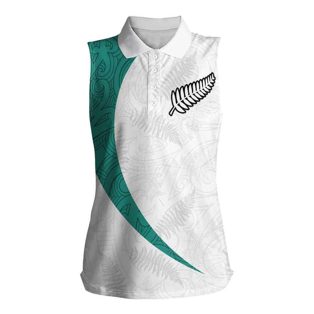 Custom New Zealand Football Women Sleeveless Polo Shirt Go All Silver Ferns - Towards World Cup 2026 LT03 Female White - Polynesian Pride