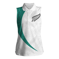 Custom New Zealand Football Women Sleeveless Polo Shirt Go All Silver Ferns - Towards World Cup 2026 LT03 Female White - Polynesian Pride