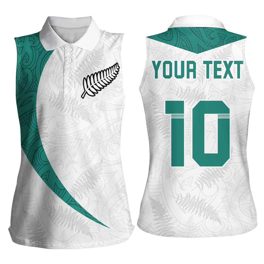 Custom New Zealand Football Women Sleeveless Polo Shirt Go All Silver Ferns - Towards World Cup 2026 LT03 - Polynesian Pride