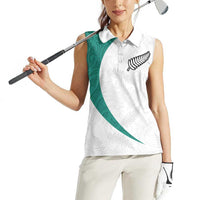 Custom New Zealand Football Women Sleeveless Polo Shirt Go All Silver Ferns - Towards World Cup 2026 LT03 - Polynesian Pride