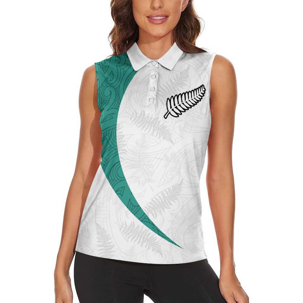 Custom New Zealand Football Women Sleeveless Polo Shirt Go All Silver Ferns - Towards World Cup 2026 LT03 - Polynesian Pride