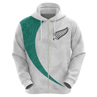 Custom New Zealand Football Zip Hoodie Go All Silver Ferns - Towards World Cup 2026 LT03 - Polynesian Pride