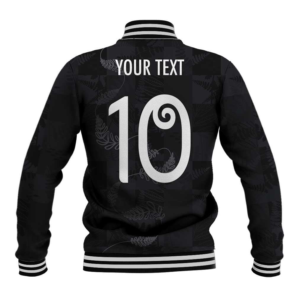 Custom New Zealand Rugby Baseball Jacket All Silver Ferns Blacks