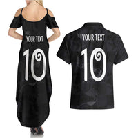 Custom New Zealand Rugby Couples Matching Summer Maxi Dress and Hawaiian Shirt All Silver Ferns Blacks