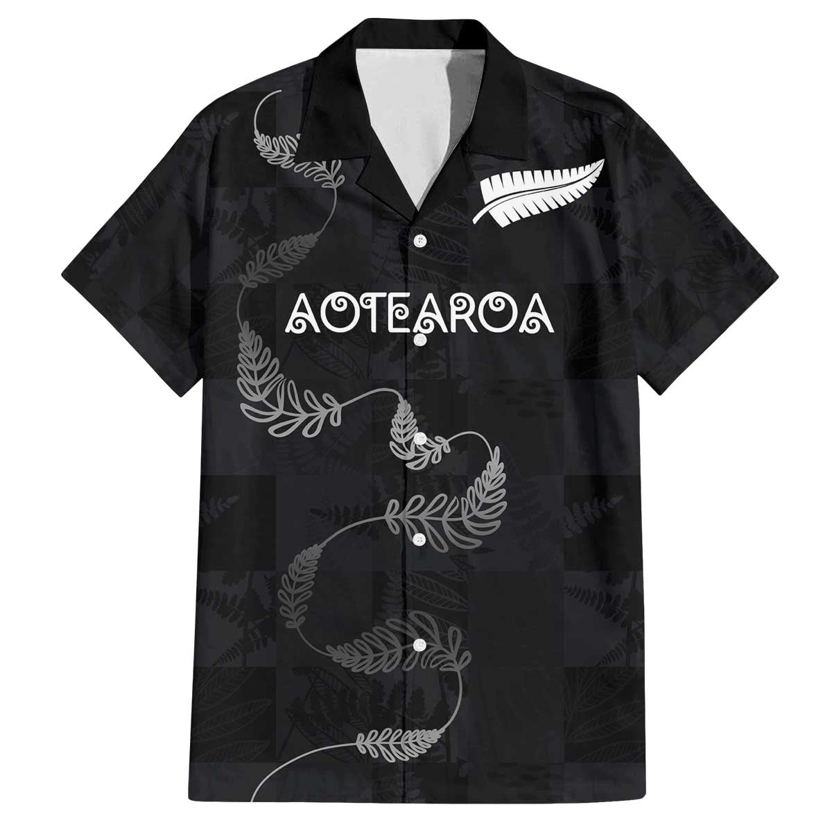 Custom New Zealand Rugby Family Matching Off The Shoulder Long Sleeve Dress and Hawaiian Shirt All Silver Ferns Blacks LT03 Dad's Shirt - Short Sleeve Black - Polynesian Pride