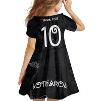 Custom New Zealand Rugby Family Matching Off Shoulder Maxi Dress and Hawaiian Shirt All Silver Ferns Blacks LT03 - Polynesian Pride