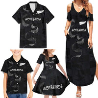 Custom New Zealand Rugby Family Matching Summer Maxi Dress and Hawaiian Shirt All Silver Ferns Blacks LT03 - Polynesian Pride
