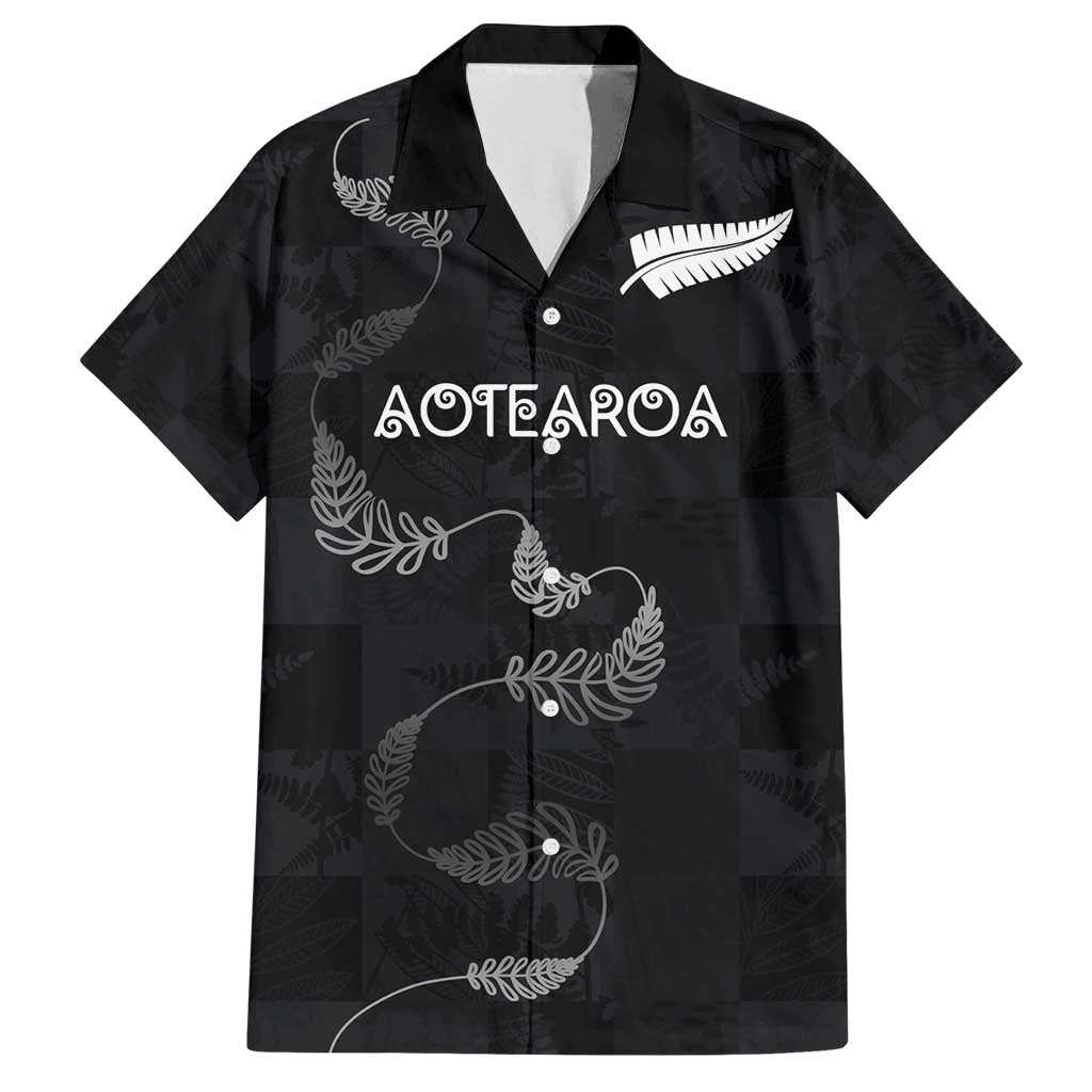 Custom New Zealand Rugby Family Matching Tank Maxi Dress and Hawaiian Shirt All Silver Ferns Blacks LT03 Dad's Shirt - Short Sleeve Black - Polynesian Pride