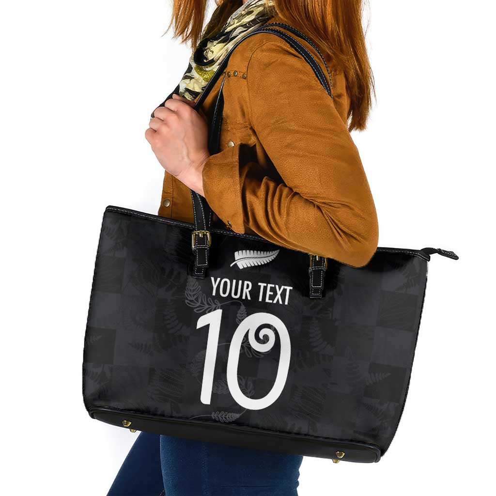 Custom New Zealand Rugby Leather Tote Bag All Silver Ferns Blacks