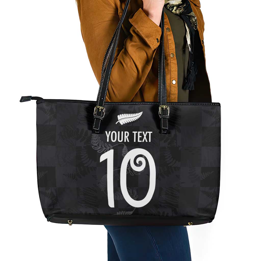 Custom New Zealand Rugby Leather Tote Bag All Silver Ferns Blacks