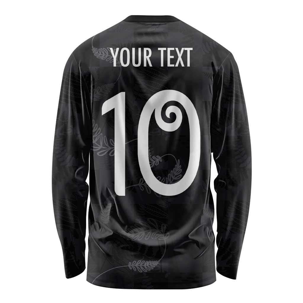 Custom New Zealand Rugby Long Sleeve Shirt All Silver Ferns Blacks LT03 - Polynesian Pride