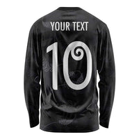 Custom New Zealand Rugby Long Sleeve Shirt All Silver Ferns Blacks LT03 - Polynesian Pride