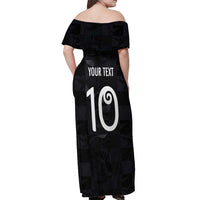Custom New Zealand Rugby Off Shoulder Maxi Dress All Silver Ferns Blacks LT03 - Polynesian Pride