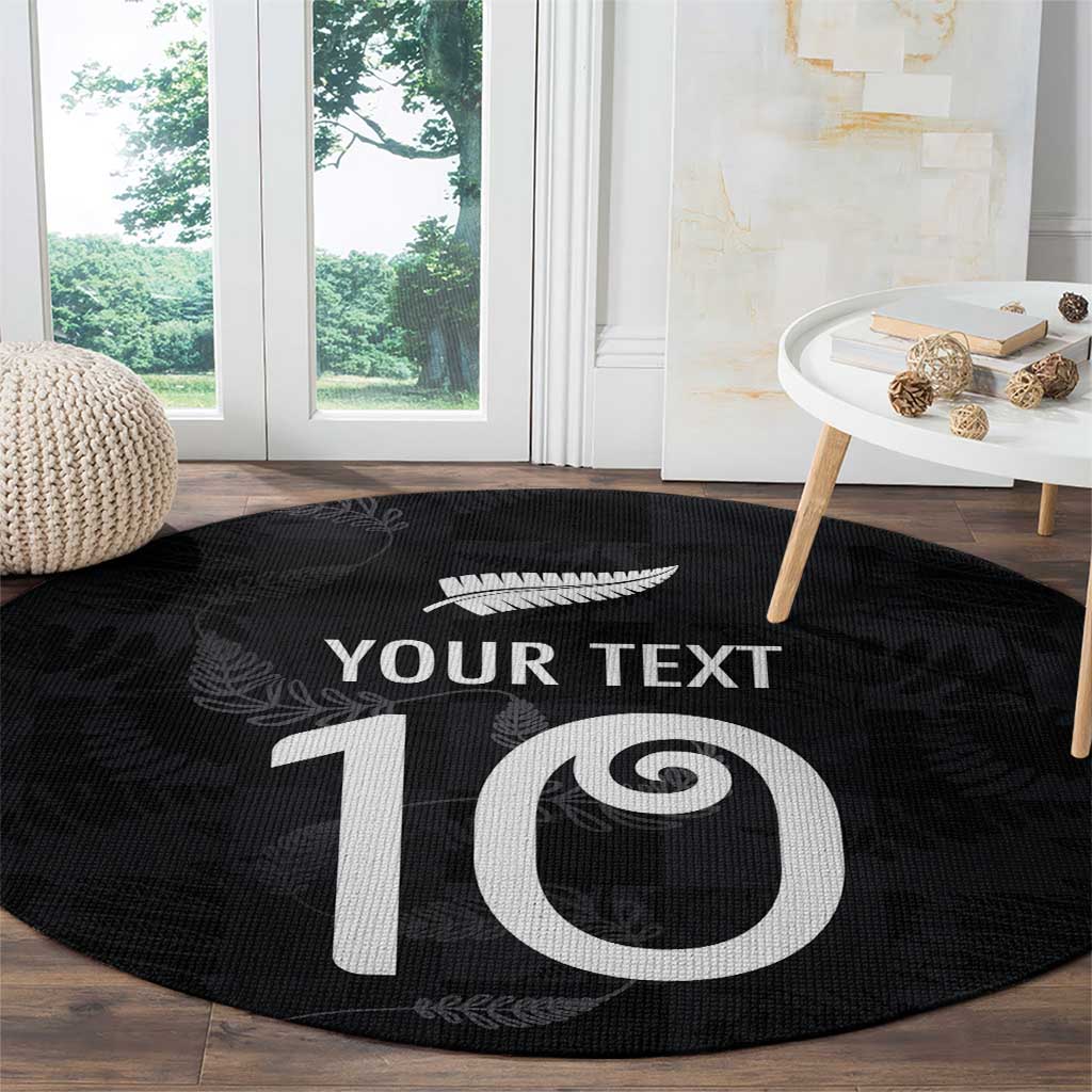 Custom New Zealand Rugby Round Carpet All Silver Ferns Blacks