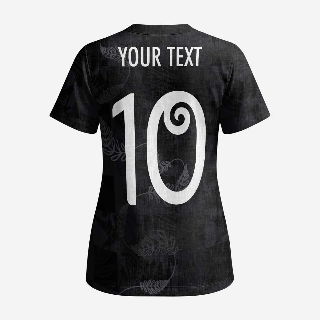 Custom New Zealand Rugby Scrub Top All Silver Ferns Blacks - Polynesian Pride