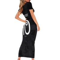 Custom New Zealand Rugby Short Sleeve Bodycon Dress All Silver Ferns Blacks