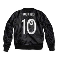 Custom New Zealand Rugby Sleeve Zip Bomber Jacket All Silver Ferns Blacks
