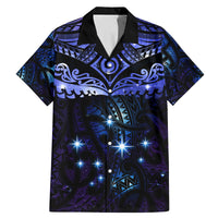 New Zealand Matariki Family Matching Mermaid Dress and Hawaiian Shirt Maori Pattern and Matariki Sky Night LT03 Dad's Shirt - Short Sleeve Blue - Polynesian Pride