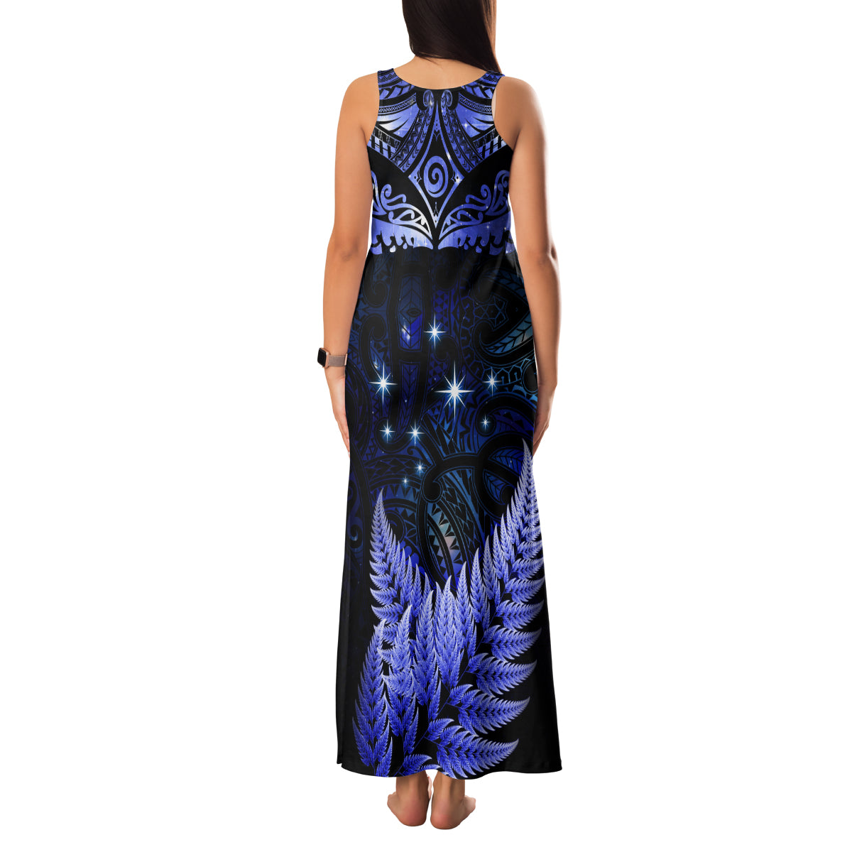 New Zealand Matariki Family Matching Tank Maxi Dress and Hawaiian Shirt Maori Pattern and Matariki Sky Night LT03 - Polynesian Pride