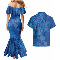Hawaiian Turtles and Polynesian Art Tattoo Couples Matching Mermaid Dress and Hawaiian Shirt Ocean Abyss LT03 - Polynesian Pride