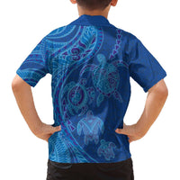 Hawaiian Turtles and Polynesian Art Tattoo Family Matching Off The Shoulder Long Sleeve Dress and Hawaiian Shirt Ocean Abyss LT03 - Polynesian Pride