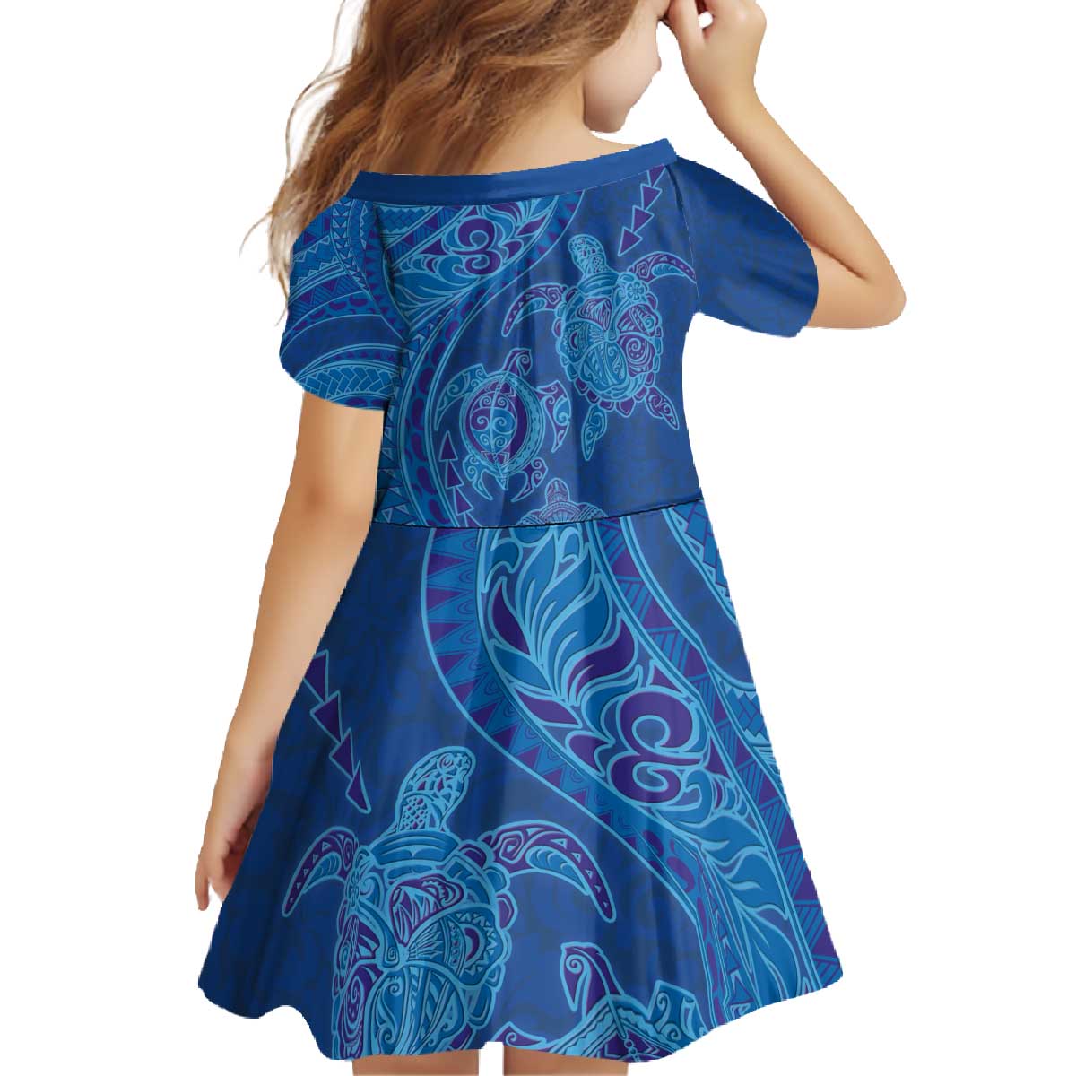Hawaiian Turtles and Polynesian Art Tattoo Family Matching Off The Shoulder Long Sleeve Dress and Hawaiian Shirt Ocean Abyss LT03 - Polynesian Pride