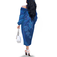 Hawaiian Turtles and Polynesian Art Tattoo Family Matching Off The Shoulder Long Sleeve Dress and Hawaiian Shirt Ocean Abyss LT03 - Polynesian Pride