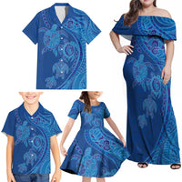Hawaiian Turtles and Polynesian Art Tattoo Family Matching Off Shoulder Maxi Dress and Hawaiian Shirt Ocean Abyss LT03 - Polynesian Pride