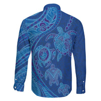 Hawaiian Turtles and Polynesian Art Tattoo Family Matching Off Shoulder Maxi Dress and Hawaiian Shirt Ocean Abyss LT03 - Polynesian Pride